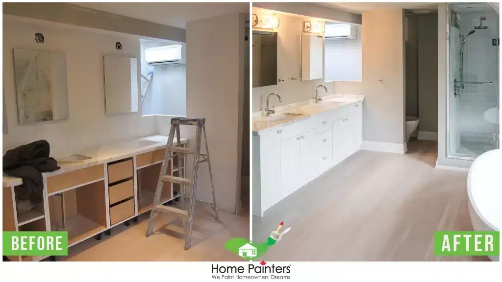 Interior Painting Before and after Cabinet Painting Bathroom