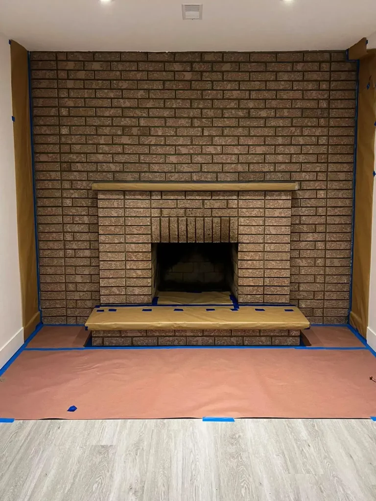 during painting fireplace brick