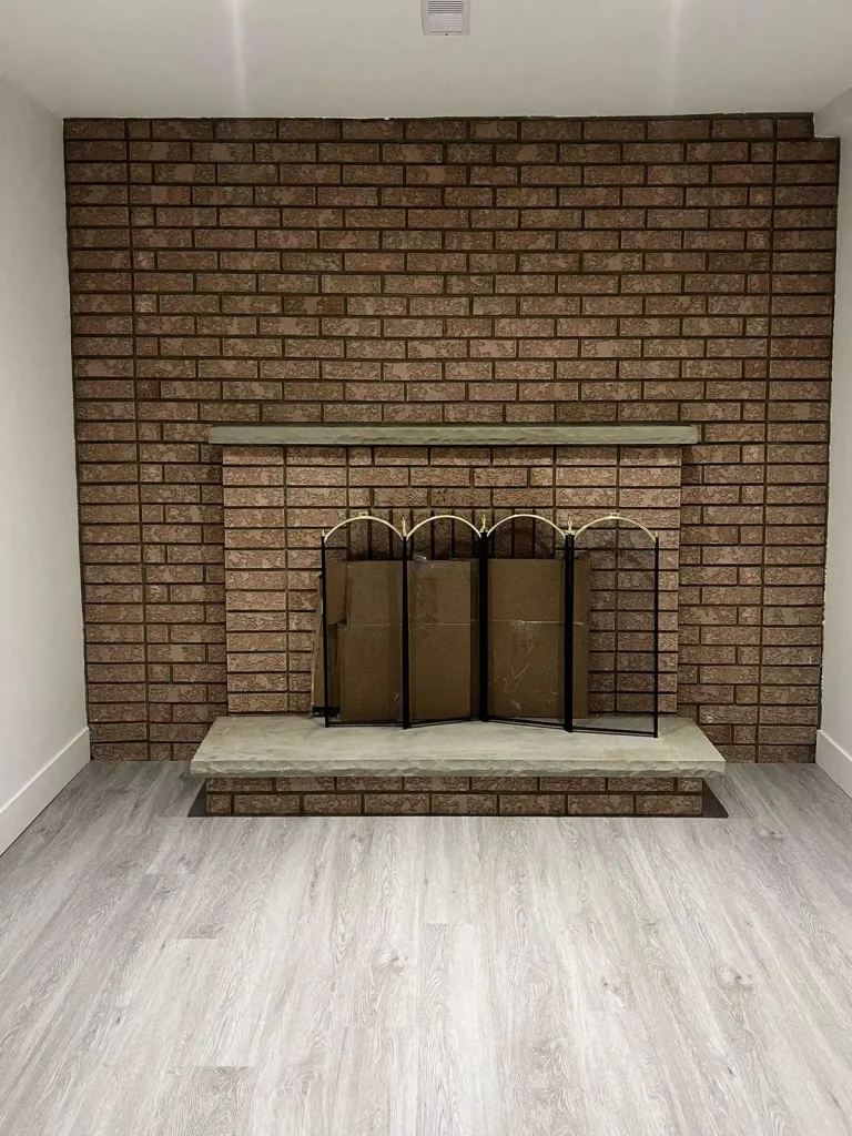 before image of fireplace bricks