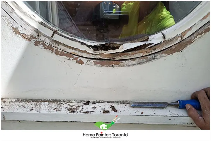 rotted wood window