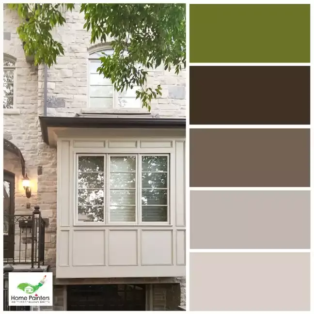 warm house exterior window trim colour palette