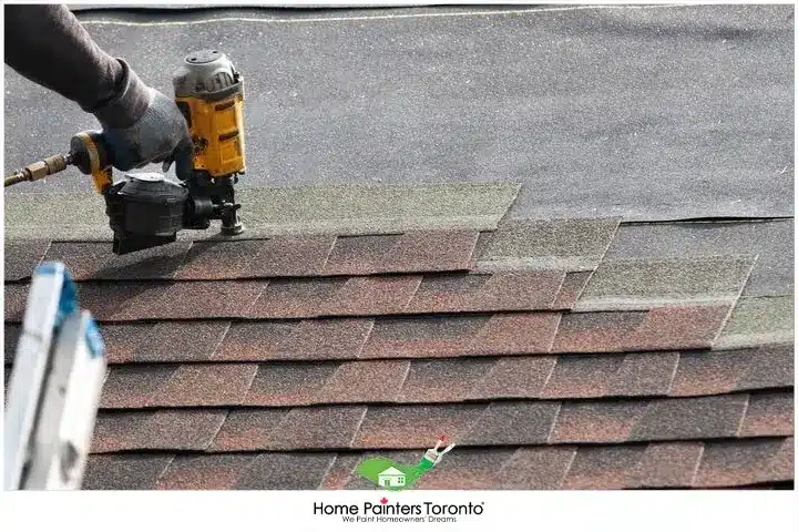 Painter Replacing Roof Shingle