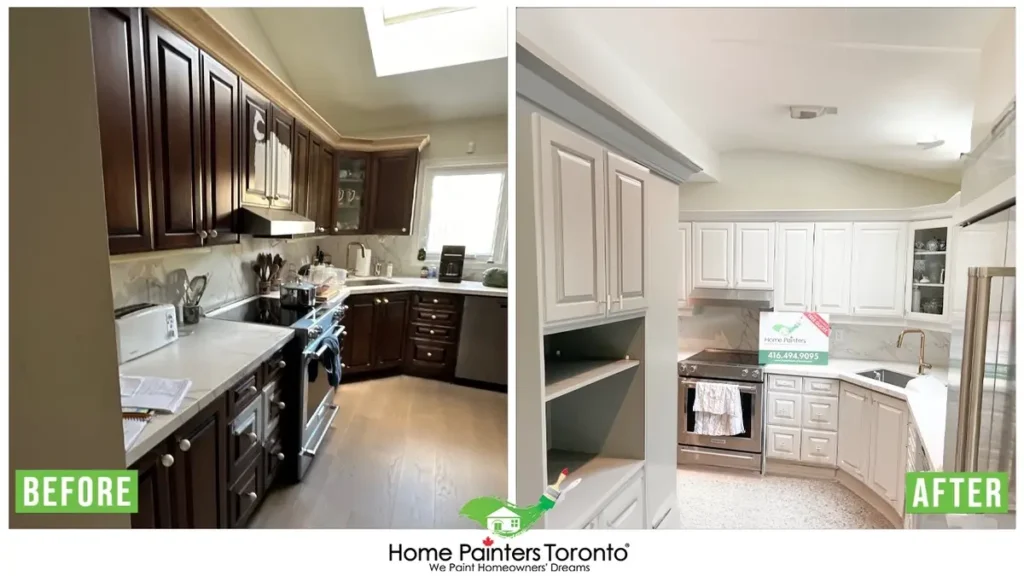 Kitchen Cabinet Spraying Before And After
