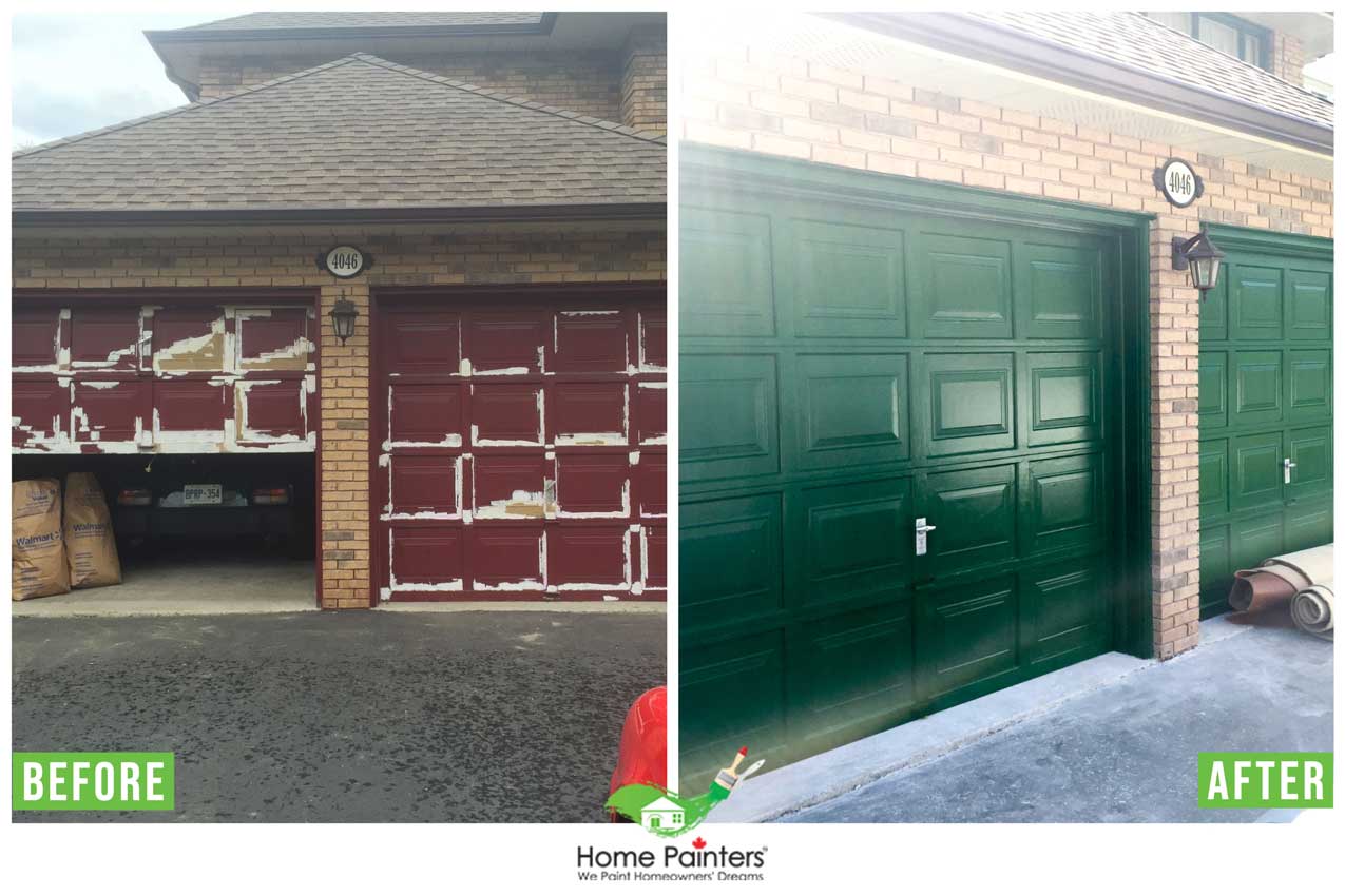 exterior painting garage door before and after; home painting; exterior painting in Toronto