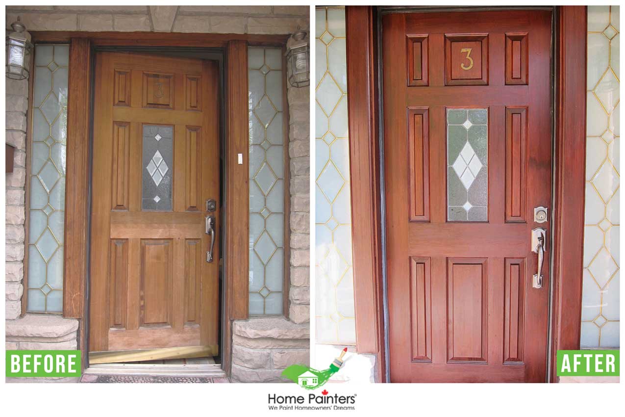 Front door reburbishing and painting by Home Painters Door painting service near me