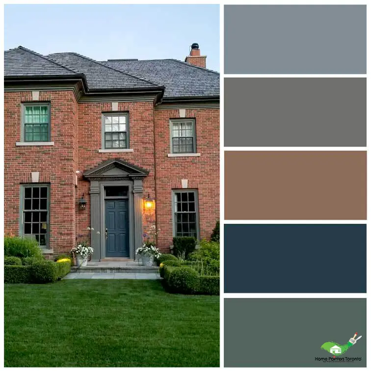 Red Brick House Green Door Exterior Brick Painting And Staining Colour Palette