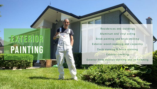 Painter with brush and house exterior Exterior Painting by Home Painters Toronto
