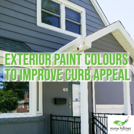 house in toronto, ontario with charcoal grey painted exterior aluminum siding and wood trim painted white to improve curb appeal