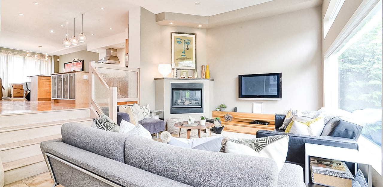 Modern livingroom in light colours with interior painting by home painters canada, toronto