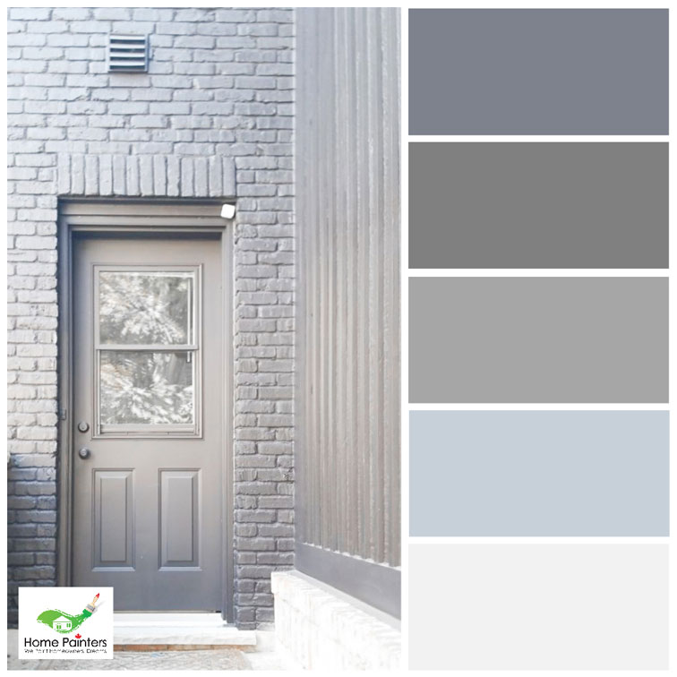 exterior brick staining curb appeal ideas, grey tone colour palette for exterior design inspiration, house painted by house painters in toronto
