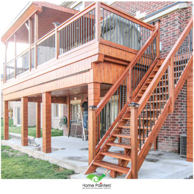 tips for staining a pressure treated deck, oak wood stairs exterior deck staining, exterior house painters, deck painting cost, exterior house painting services, how to stain a deck, deck paint colors, best deck paint, professional painters