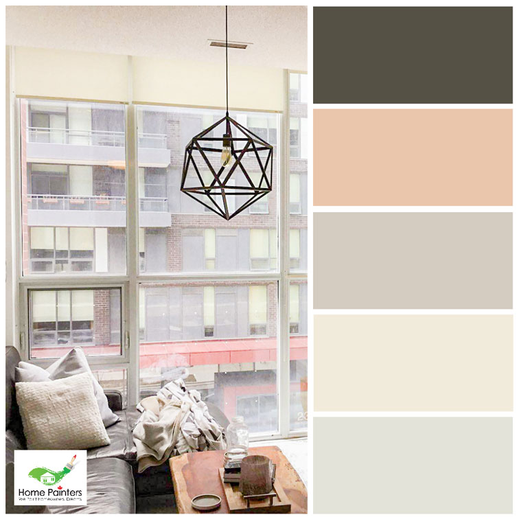 modern city view living room painted white by home painters company in toronto, neutral tones colour palette