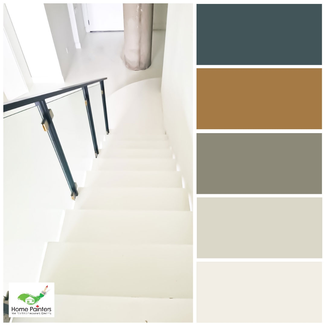 white stairs colour palette for interior design inspiration