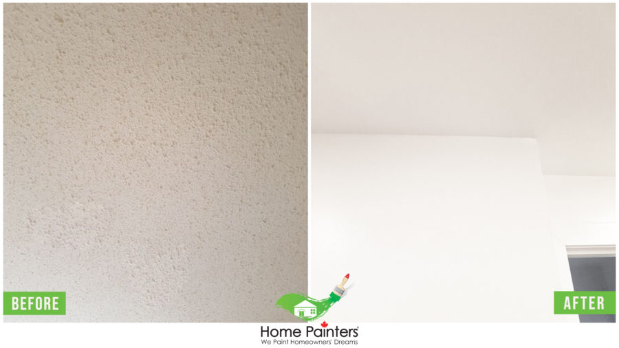 before and after image of ceiling painitng