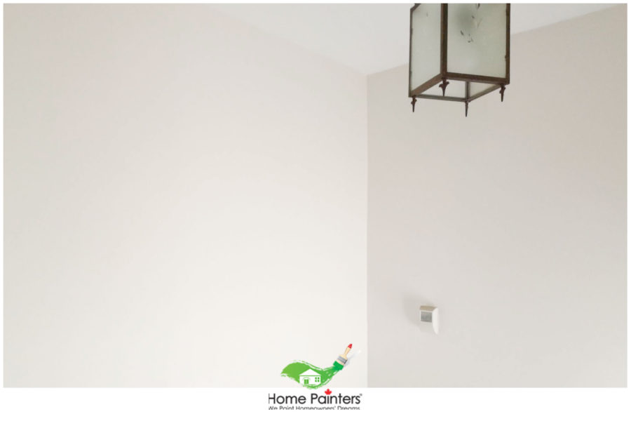 interior painting of white ceiling with hanging light
