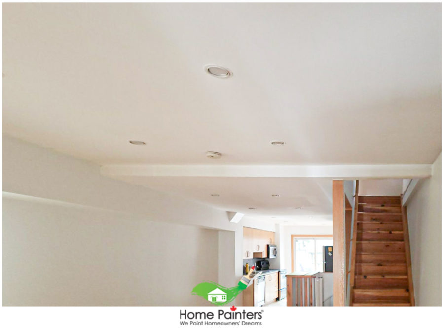 Interior painting of white colour ceiling condominium, how to cut crown moulding, interior painters toronto, house painting
