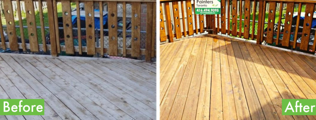 before and after deck cleaning