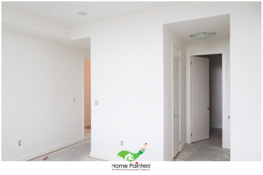interior painting_condominium_white_condominium with open concept floor plan during paint job
