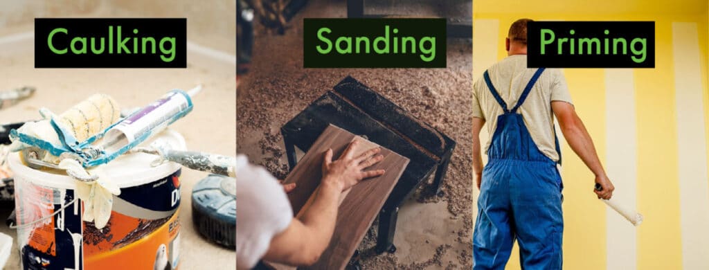 Caulking, sanding & priming