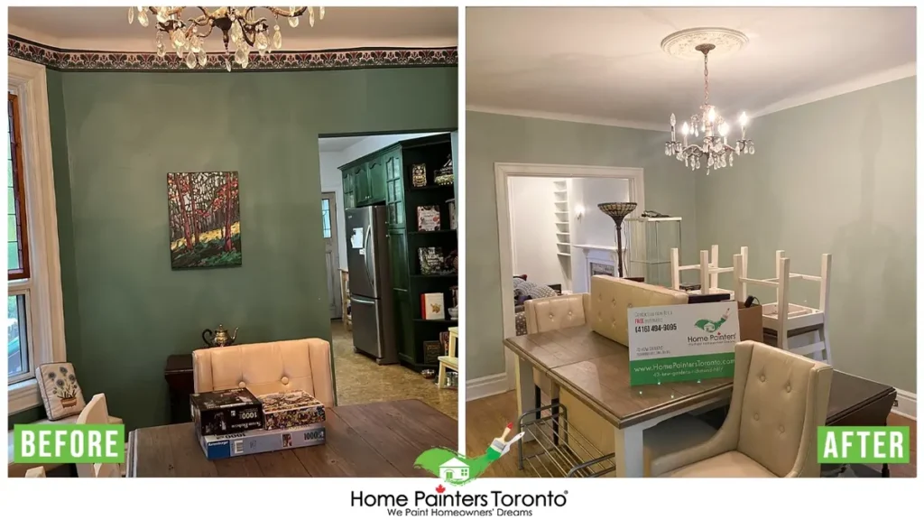 Before And After Interior Dining Wall Painting