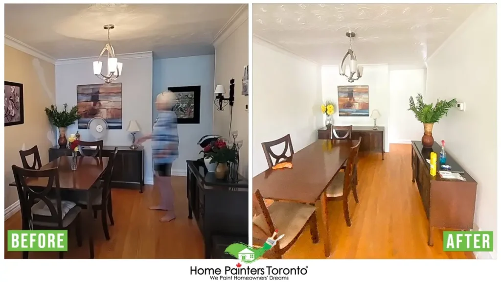 Before And After Interior Dining Wall Painting