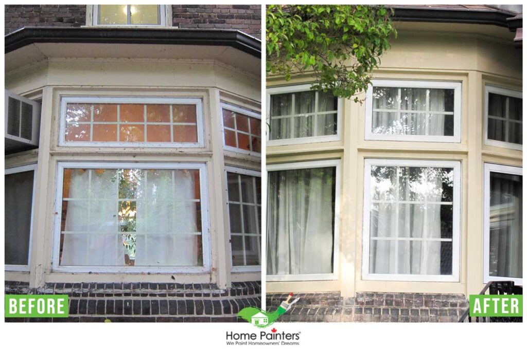 Exterior Bay Window Painting Design - Before and After Caulking windows