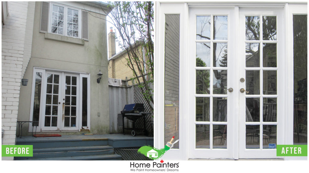 Handyman carpentry white before and after of close up of back door, , Exterior painting, Exterior painters, Painting companies, Painting, residential house painting, exterior paint