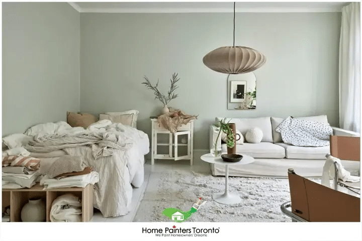 Interior Pastel Green Wall Painting