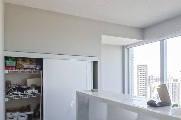 white condo with wide window after stucoo ceiling painting