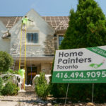 Professional House Painters doing exterior painting in toronto white brick house paint by Home Painters Toronto, brick stain, brick staining cost, staining exterior brick, the cost to paint a brick house, painting exterior brick, home painting services, exterior house painters