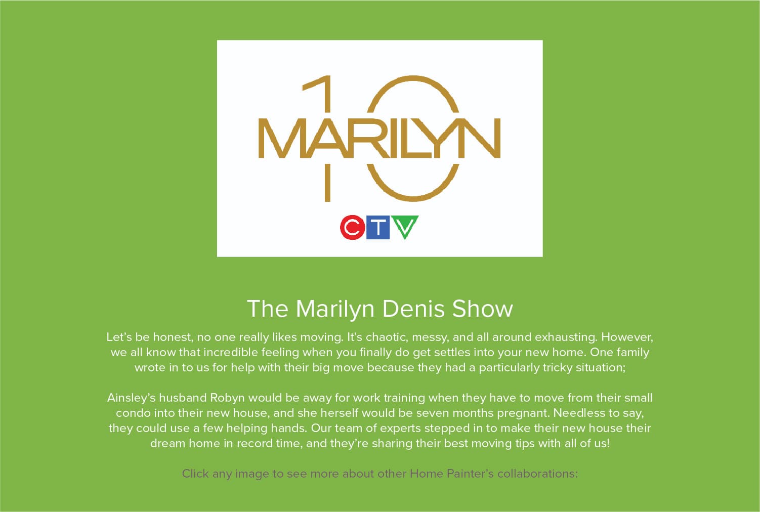 Home painter's collaboration with The Marilyn Denis Show