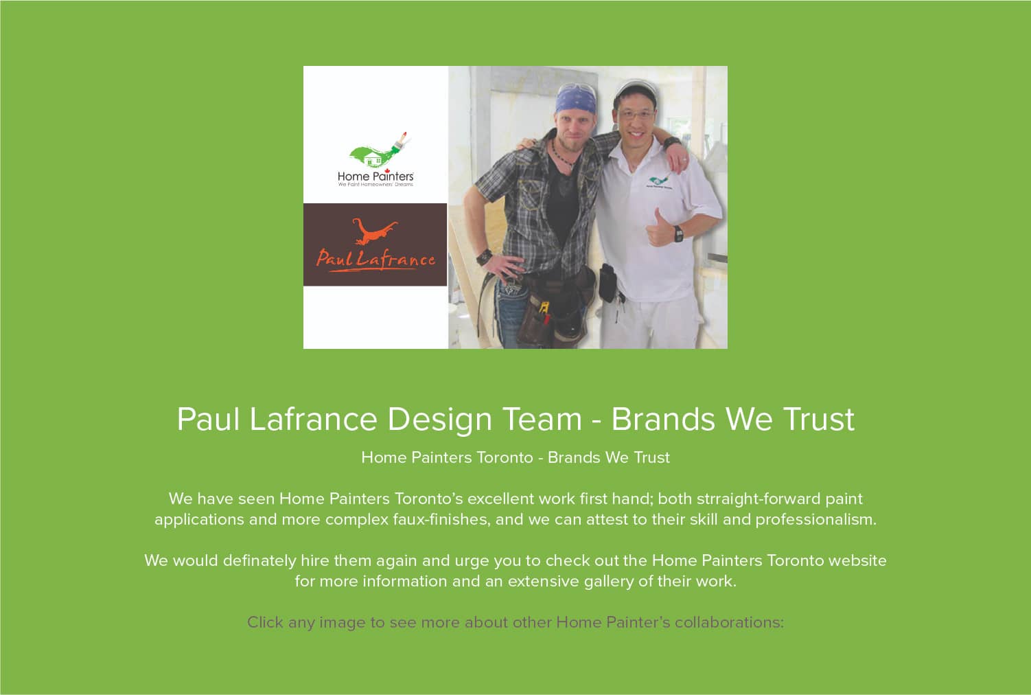 Home painter's collaboration with Paul Lafrance design team for more complex faux finishes