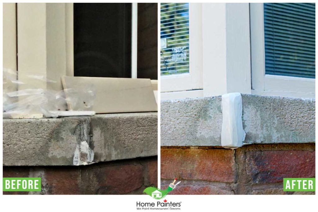 Before and after picture window caulking, how to caulk, caulking windows, exterior window caulking