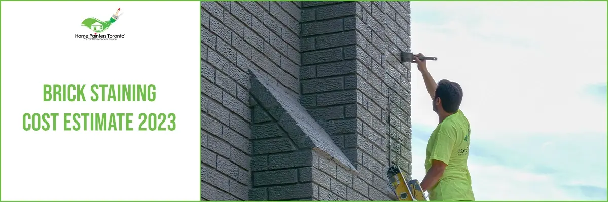 painter staining a brick