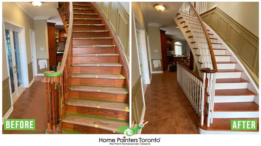 Staircase Before And After By Home Painters Toronto