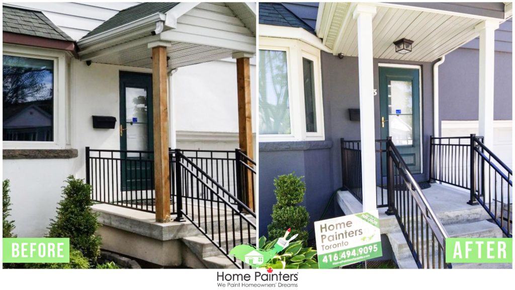 Before and after house for exterior painting brick staining home painters toronto project deck painting