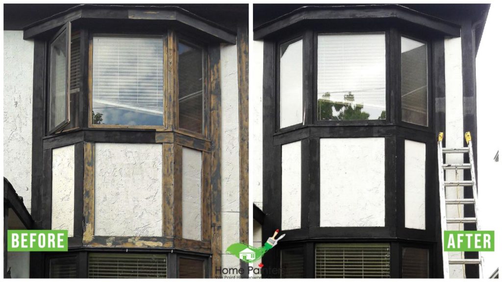 before and after picture of wooden window project