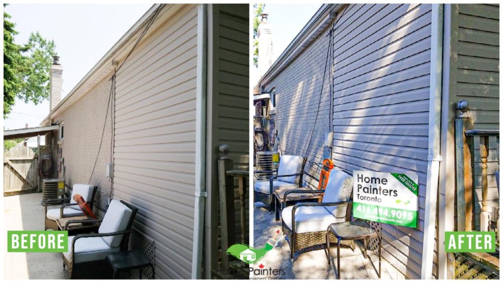 before and after image for exterior painting brick staining home painters toronto project