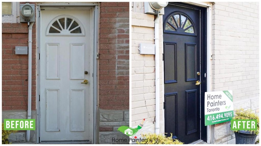 before and after image for exterior painting briexterior painting brick staining home painters toronto project door transformationck staining home painters toronto project