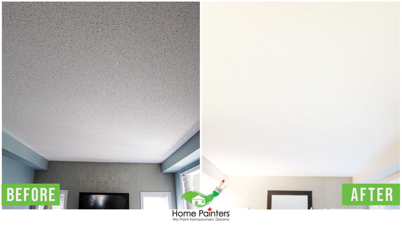 Before and after picture for interior residential house painting service