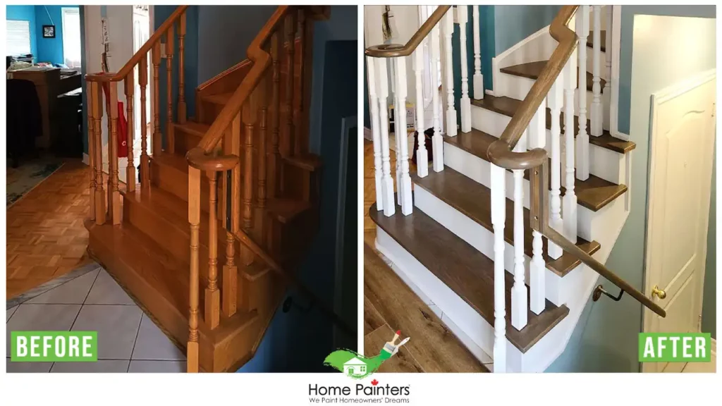 refinishing staircase by home painters toronto