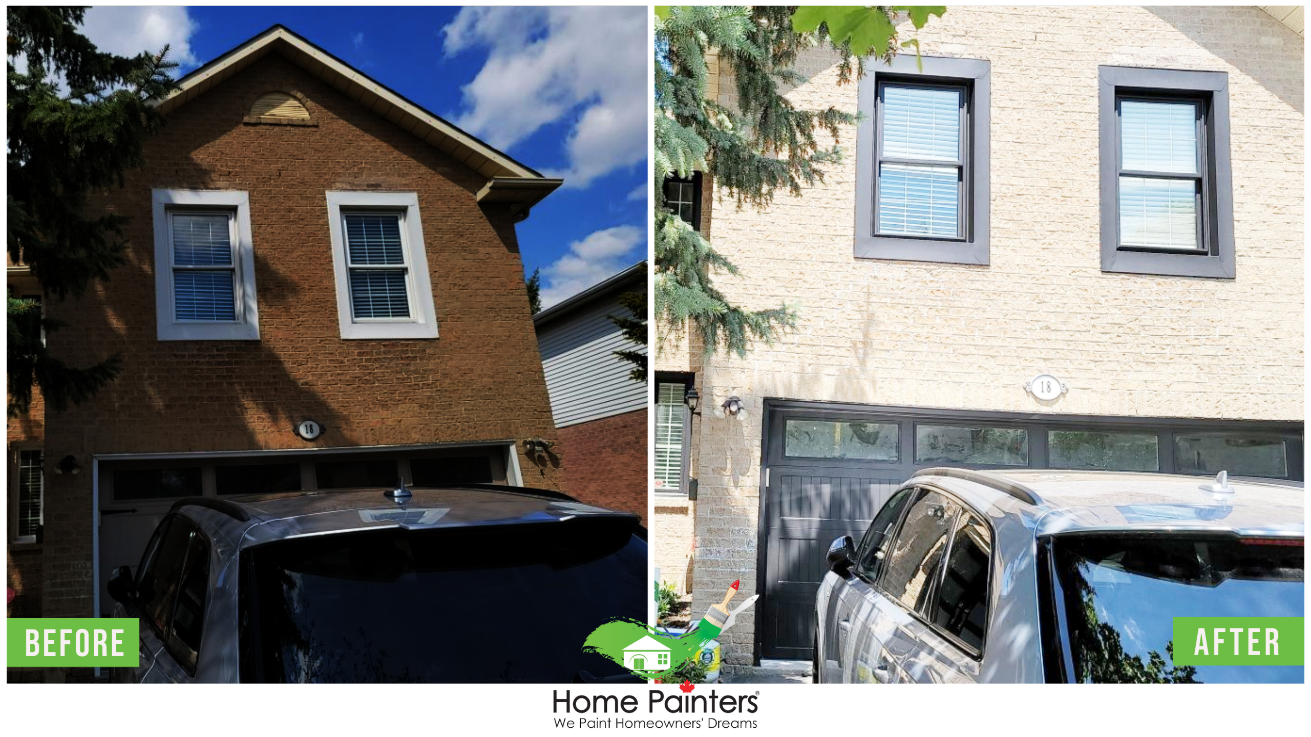 Before and after picture for Vinyl window and siding by Home painters toronto