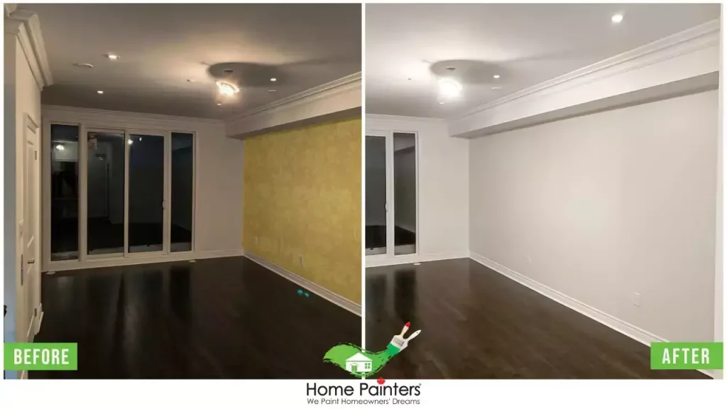Wallpaper removal before and after