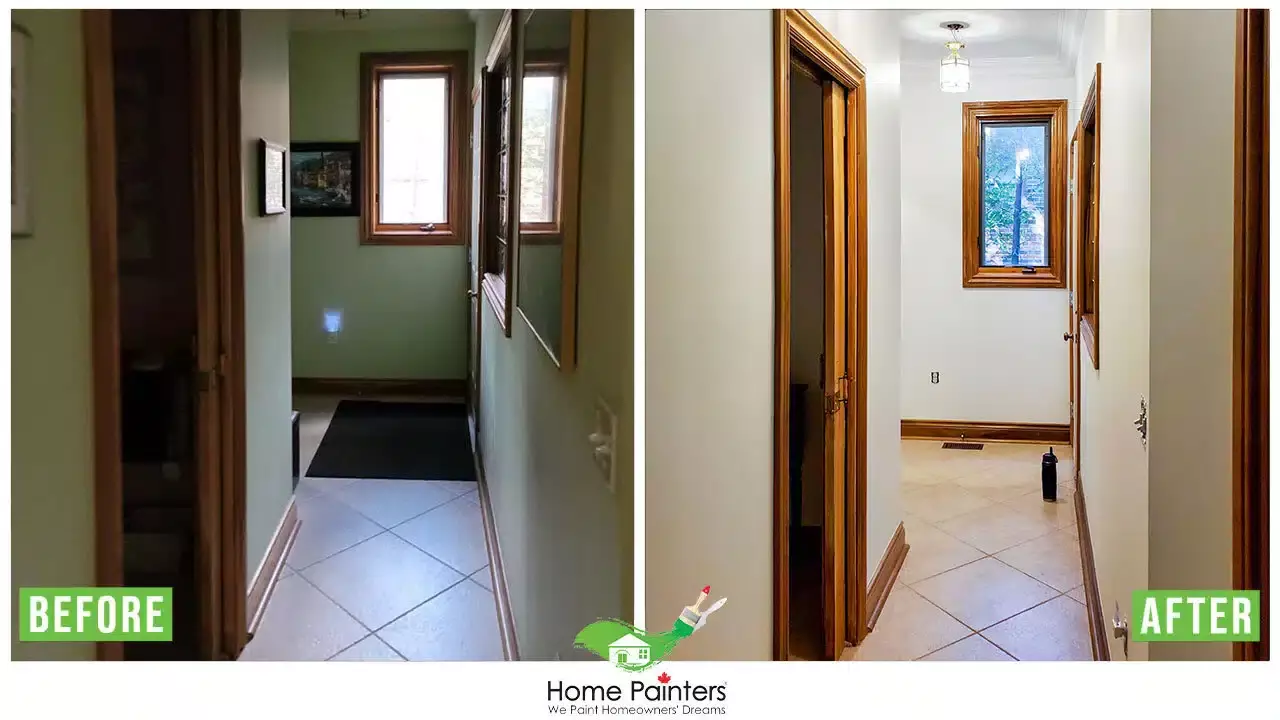 Interior wall painting before and after
