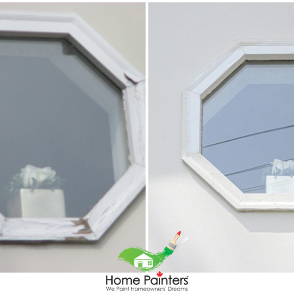 Handyman Carpentry Before and After of Hexagon Window Trim