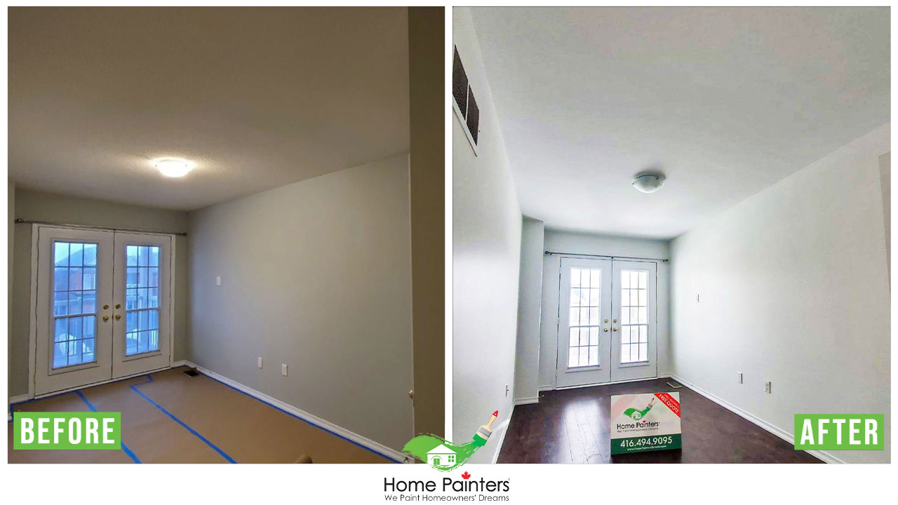 Interior wall painting before and after by Home Painters Toronto