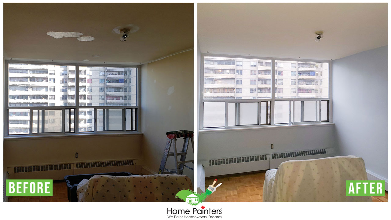 Interior wall painting before and after by Home Painters Toronto