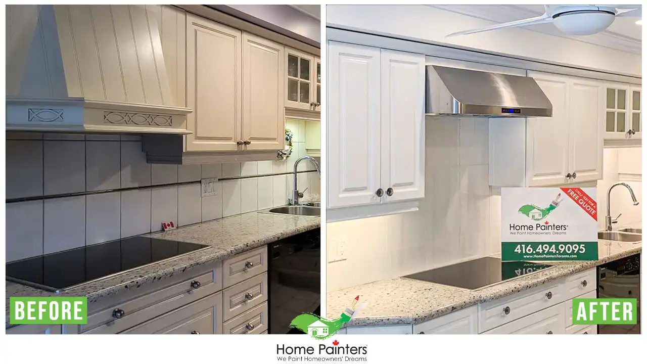 Kitchen Cabinet Spraying Before and After