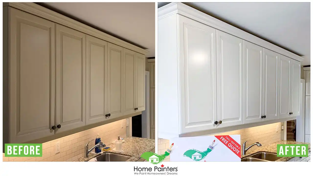 Kitchen Cabinet Spraying Before and After