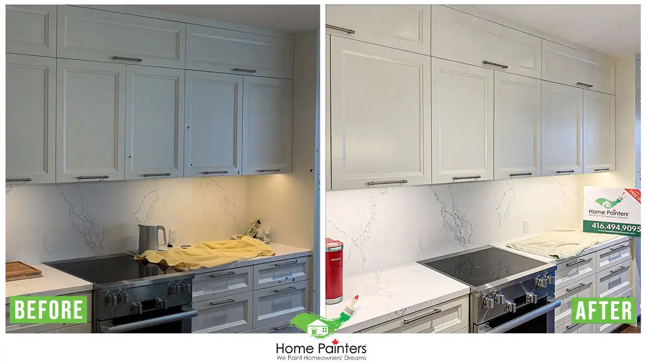 Kitchen Cabinet Spraying Before and After